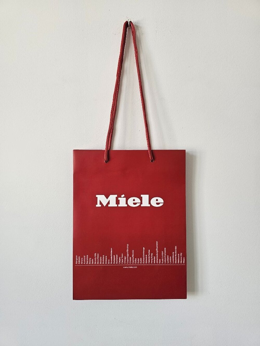 New MIELE Dark Red Paper Bag, 9.75" x 13" x 5"